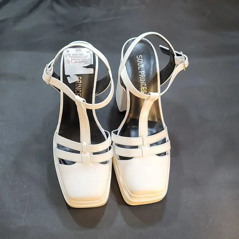 BRAND NEW SOUL PRINCESS PLAIN PLATFORM ANKLE CURVE WIDE HIGH HEEL SANDAL S2